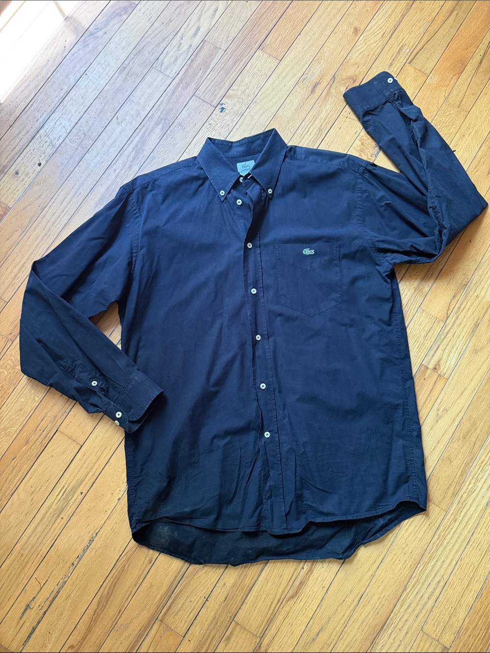 Lacoste Men's Dark Navy Long-Sleeve Button-Down Shirt